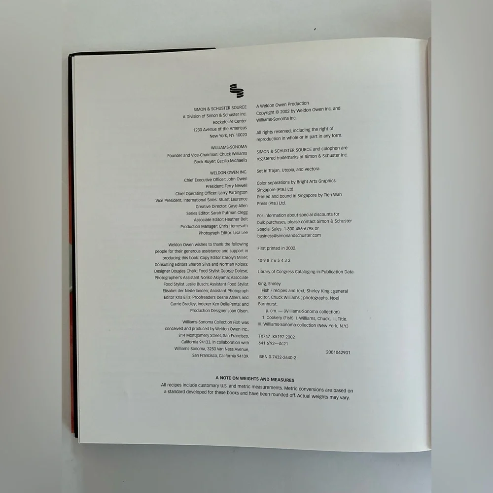 Williams-Sonoma Collection: Fish Cookbook HardCover Recipe Book